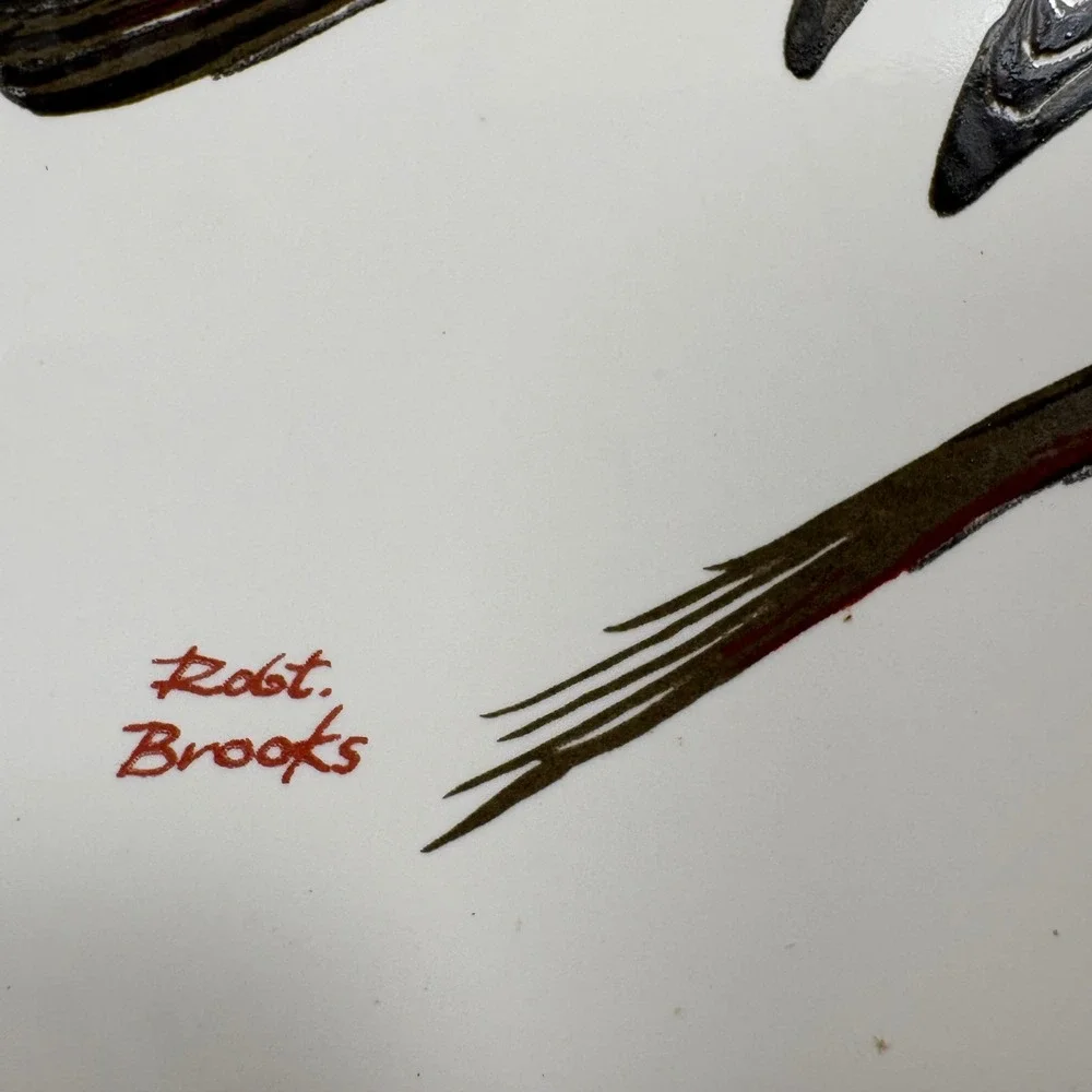 ScreenCraft Ceramic Tile Hand Decorated Robin Bird Art Signed Robert‎ Brooks